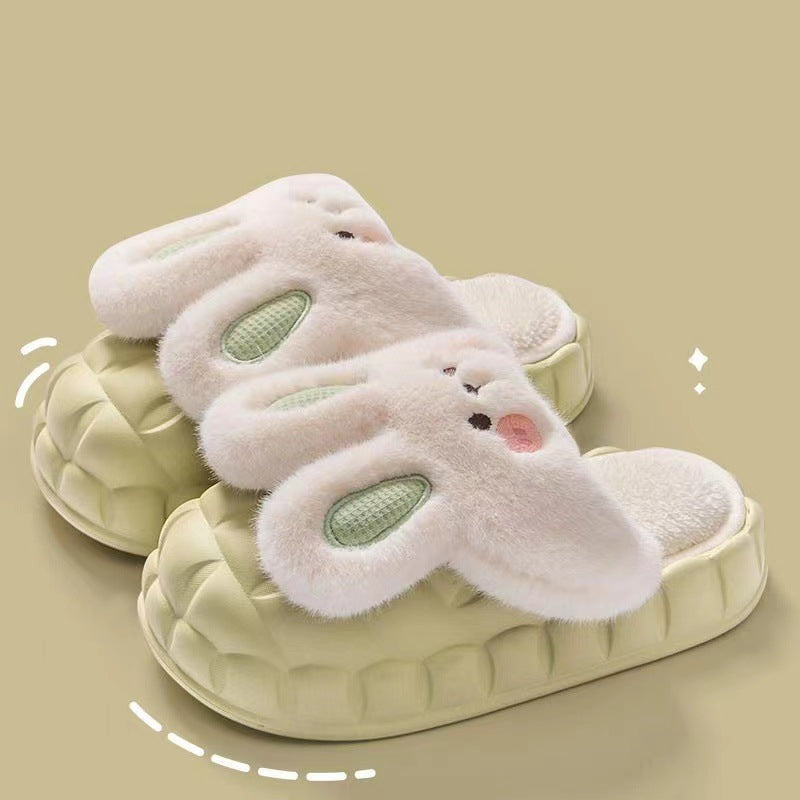 Unisex Cute Rabbit Fuzzy Slippers | Detachable Washable Plush House Shoes