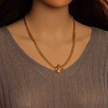 Load image into Gallery viewer, Gold Rectangle Toggle Clasp Cuban Chain Link Adjustable Necklace, Sku#L731