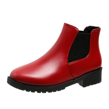 Load image into Gallery viewer, Women's Red Dr. Martens-Style Chunky Heel Ankle Boots – Round Toe, Lace-Up, Sizes 35–41