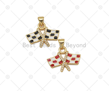 Load image into Gallery viewer, Colorful Enamel Flag Shape Pendant,18K Gold Filled CZ Micro pave Charm, Necklace Bracelet Charm Pendant, Sku#LK568