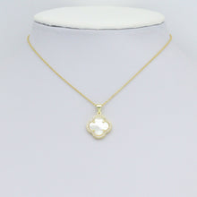 Load image into Gallery viewer, Clear CZ Double sided Mother of Pearl Gold flower Charm Pendant,Sku#LX881