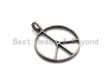 Load image into Gallery viewer, CZ Micro Pave Peace Sign Shape Pendant, Antique Silver Tone, Cubic Zirconia Pave Pendant, 36x39mm,sku#X130