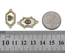 Load image into Gallery viewer, Gold Cobalt CZ Evil Eye Heart Connector Charm, Sku#LK715