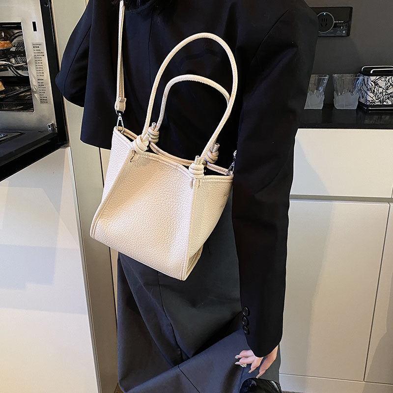 Women's High-Capacity Crossbody Bucket Bag - PU Leather Shoulder Bag with Adjustable Strap
