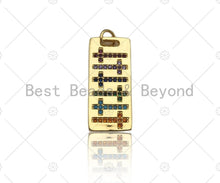Load image into Gallery viewer, Colorful CZ Micro Pave Cross On Rectangle Shape Pendant, Cubic Zirconia Rectangle Pendant, Gold Tone Pendant, 10x24mm, sku#LK179
