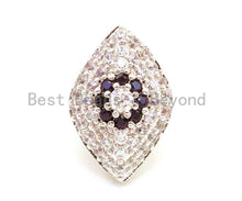 Load image into Gallery viewer, CZ Micro Pave Flower on Evil Eye Beads, Cubic Zirconia Spacer Beads for Necklace/Bracelet,1pc/2pcs, 19x13x10mm,sku#G147