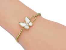 Load image into Gallery viewer, Gold CZ MOP/Turquoise Butterfly Charm, Sku#L697