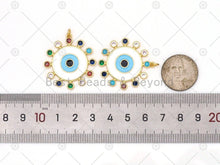 Load image into Gallery viewer, Colorful CZ Micro Pave Enamel Round Evil Eye On Coin Shape Pendant, 18K Gold Filled Evil Eye Charm, Necklace Pendant,30x33mm, Sku#LK481