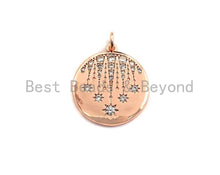 Load image into Gallery viewer, CZ Micro Pave Shooting Star Coin Charm, celetration star coin, Z433