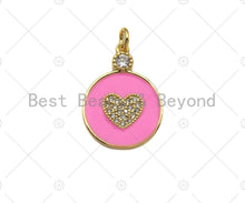 Load image into Gallery viewer, Enamel Colorful Heart On Round Coin Pendant, Sku#L475