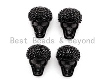Load image into Gallery viewer, Black CZ Pave On Black Skull With Cap Micro Pave Beads, Cubic Zirconia Spacer Beads,8x11x7mm, sku#N48