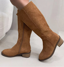 Load image into Gallery viewer, Women's Suede Knee-High Boots | Side Zipper Mid-Heel | Knee High Boots for Women