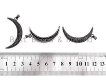 Load image into Gallery viewer, Black CZ Pave On Black Micro Pave Skull Head Moon Shape Charm Beads, Cubic Zirconia Pendant,7x39mm, sku#F395