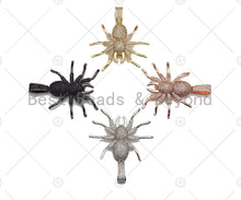 Load image into Gallery viewer, CZ Micro Pave Spider Shaped Pendant/Charm, Cubic Zirconia Pendant Charm, Focal Spider Charm, Halloween Charm, 40x47mm,Sku#L380