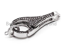 Load image into Gallery viewer, CZ Dual Color Clear Micro Pave Lobster Claw Clasp, 14x33mm, Cubic Zirconia Buckle Clasp/Connector/Link, Beading Supplies, CZ Finding sku#H97