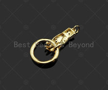 Load image into Gallery viewer, Gold Filled Fuchsia CZ Micro Pave Hand Grabing Round Ring Shape Pendant,18K Gold Filled Charm, Necklace Bracelet Pendant, 28x15mm,Sku#Z1369
