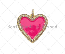 Load image into Gallery viewer, Black White Red Enamel Heart with CZ Micro Pave SKU#L326