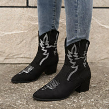 Load image into Gallery viewer, Women's Point Toe Block Heel Boots – Suede Mid Heel Ankle Boots