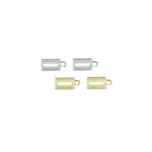 Load image into Gallery viewer, CZ Pave Rectangle Gold Silver Charm holder, Bail Pendant, Sku#A245