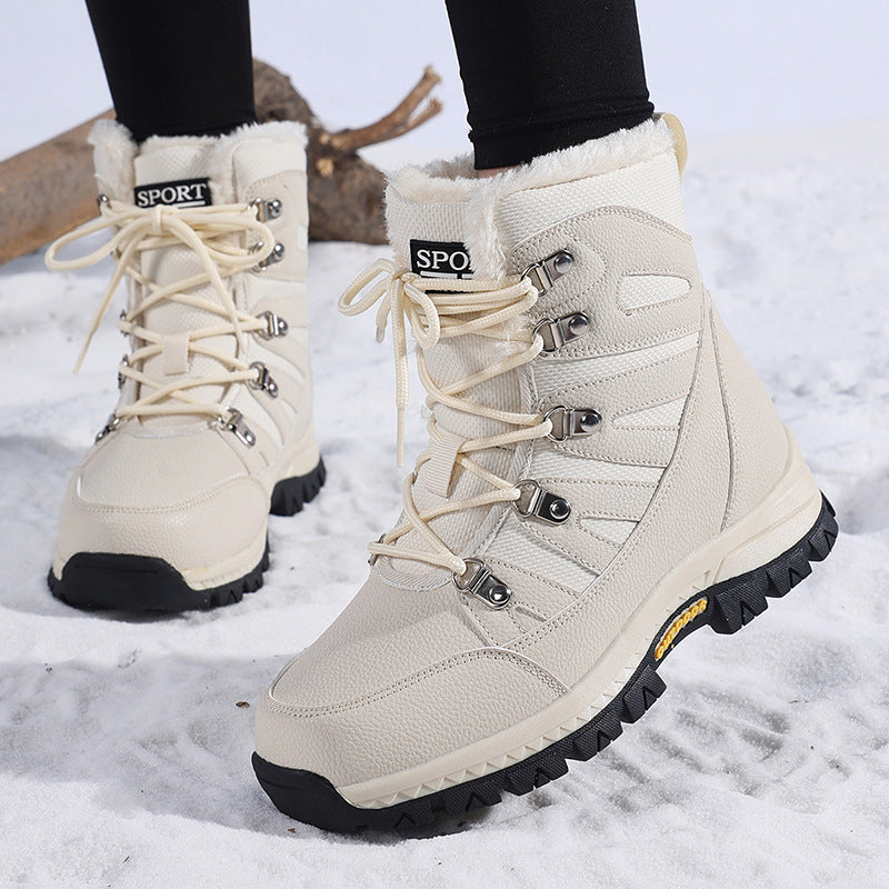 Women's Fleece-Lined Snow Boots - Waterproof Winter Boots with Rubber Sole