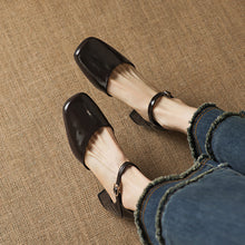 Load image into Gallery viewer, Women's Cutout Mary Jane Block Heel Sandals | Full-Grain Cowhide Square Toe Heels