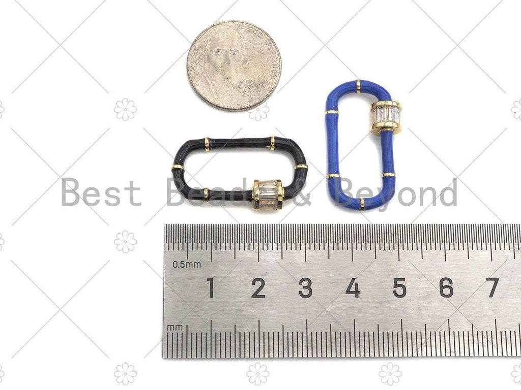 New Gold Filled Colorful Enamel Buckle Clasp, Enamel Oval Shape Screw Clasp, 18K Gold Filled Clasp Lock, Screw Clasp,17x30mm,Sku#H326