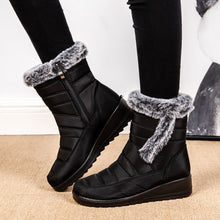 Load image into Gallery viewer, Women's High Top Snow Boots | Faux Rabbit Fur Collar | Chain Detail | Waterproof Warm Winter Boots