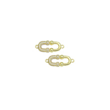 Load image into Gallery viewer, CZ Oval Double U Shape Gold Connector Charm, Sku#LK935