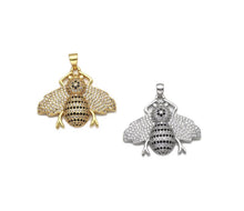Load image into Gallery viewer, CZ Pave Gold Bee Insect Shape Charm, Sku#LX153