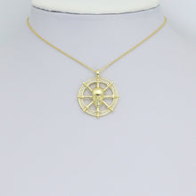 Load image into Gallery viewer, Clear CZ Skull On Steering Wheel Charm Pendant, Sku#LK1150