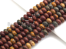 Load image into Gallery viewer, 2mm Large Hole Natural Piscasso Jasper Beads, Rondelle Smooth 6x10mm/5x8mm, 8" Long Strands, sku#U716C