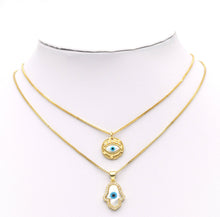 Load image into Gallery viewer, CZ Evil Eye Hamsa Hand MOP Pendant, Sku#L653