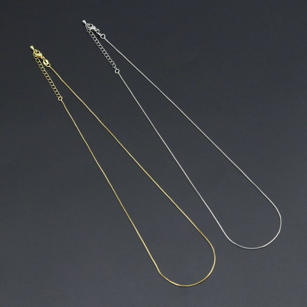 0.8mm/1mm Thin Gold Finished Box Chain Necklace, sku#JD07