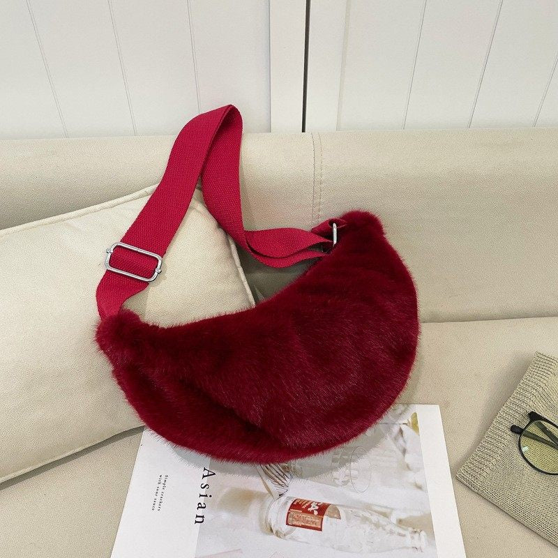Women's Plush Crossbody Shoulder Tote Bag | Casual Lightweight Everyday Bag