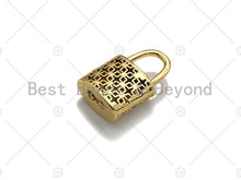 Load image into Gallery viewer, 18K Gold Micro CZ Pave Lock Pendant, Gold Lock Charm,  Padlock Beads, Jewelry Findings, 12x18mm, sku#LK46
