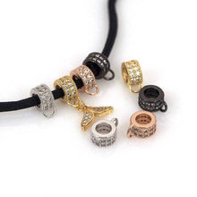 Load image into Gallery viewer, Clear CZ Micro Pave Double Row Charm Holder, Cubic Zirconia Round Ring Spacer Charm,Gold/Silver/Rose Gold/Black Tone,3x8mm,sku#L322