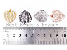 Load image into Gallery viewer, CZ Clear Micro Pave Heart Pendant/Charm, Heart Shaped Pave Charm, Gold/Rose Gold/Silver/Gunmetal plated,21x23mm, Sku#F360