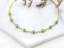 Load image into Gallery viewer, Turquoise CZ Chain Sliding Bracelet, A52