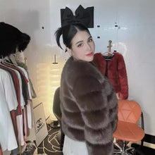 Load image into Gallery viewer, Faux Fox-fur Patchwork Thickened Warm Fur Coat
