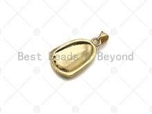 Load image into Gallery viewer, CZ Pave Black/White Enamel Medallion Lady Pendant Charm, Gold Oval Coin Charm, Greek Coin Medallion, sku#LK02