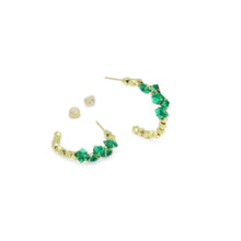 Load image into Gallery viewer, Gold Silver Crystal Diamond cut Ball Hoop Earrings, Sku#LX474c