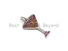 Load image into Gallery viewer, 14x23mm CZ Micro Pave Cocktail glass Charm/Pendant,CZ Paved Wine Glass Charm, Gold,Silver, Rose Gold,Gunmetal plated,sku#F745