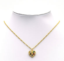 Load image into Gallery viewer, Large Trapezoid Colorful CZ Heart Charm, Sku#F1491