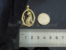 Load image into Gallery viewer, Gold Filled CZ Micro Pave Leopard  On Oval Frame Shape Pendant, 18K Gold Filled Charm, Necklace Bracelet Charm Pendant,23x33mm,Sku#LK357