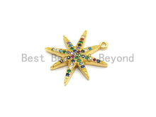 Load image into Gallery viewer, Multi-Color CZ  Micro Pave Star Charm/Pendant, Star Shaped Pave Pendant, Gold plated, 9x11mm, Sku#B104