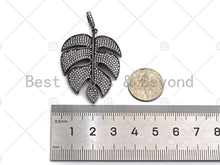 Load image into Gallery viewer, Large CZ Micro Pave Banana Leaf Shape Pendant,Leaf Cubic Zirconia Pendant, Silver/Gold /Rose Gold/Black Tone, 31x42mm,Sku#ML06