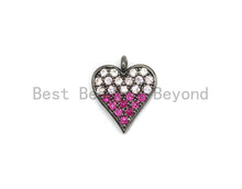 Load image into Gallery viewer, CZ Micro Pave Multi Fuchsia Pink Color Heart Shape Charm, Cubic Zirconia Pendant, Silver/Gold/Rose Gold/Gunmental Plated,10x12mm, Sku#B118