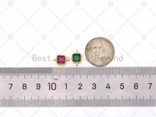 Load image into Gallery viewer, Colorful CZ Micro Pave Square Shape Connector,18K Gold Filled Links, Necklace Bracelet Charm,7x12mm,Sku#LK478