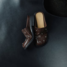 Load image into Gallery viewer, Full Grain Leather Studded Mules