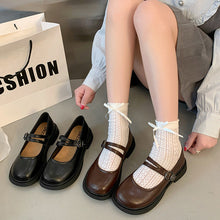 Load image into Gallery viewer, Retro Round Toe Chunky Heel Shoes